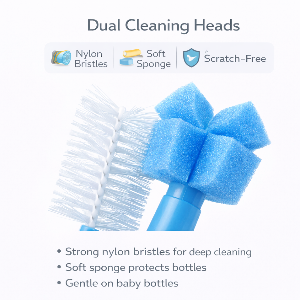 Ninoo baby bottle and nipple brush set (sponge head)