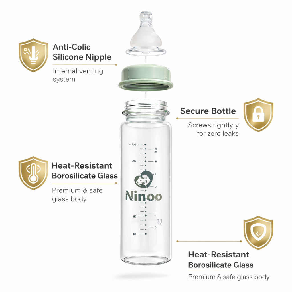 Ninoo Glass Bottle - 240 ml