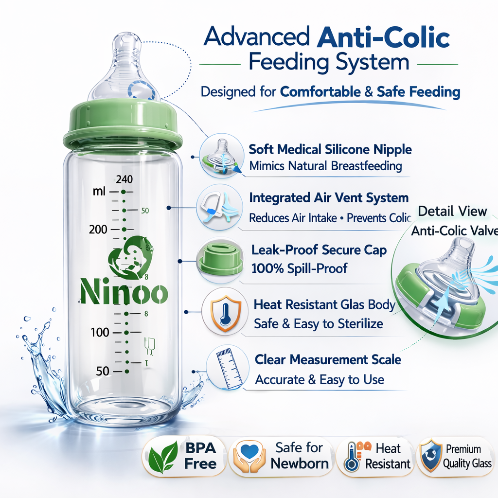 Ninoo Glass Bottle - 240 ml